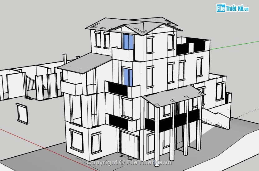 Biệt thự 4 tầng,model su biệt thự 4 tầng,biệt thự 4 tầng file su