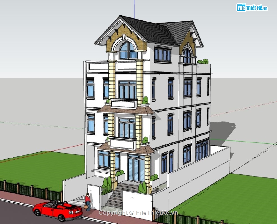 Biệt thự 4 tầng,model su biệt thự 4 tầng,biệt thự 4 tầng file su,file su biệt thự 4 tầng,sketchup biệt thự 4 tầng