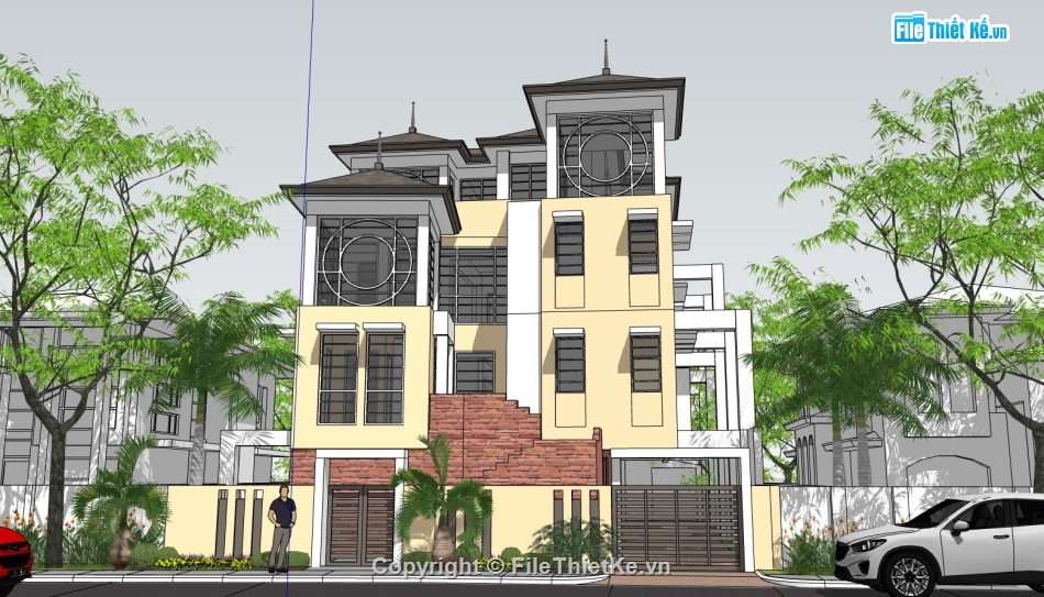 biệt thự 4 tầng,file su biệt thự 4 tầng,sketchup biệt thự 4 tầng,model su biệt thự 4 tầng,file sketchup biệt thự 4 tầng