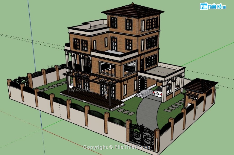 Biệt thự 4 tầng,model su biệt thự 4 tầng,biệt thự 4 tầng file su