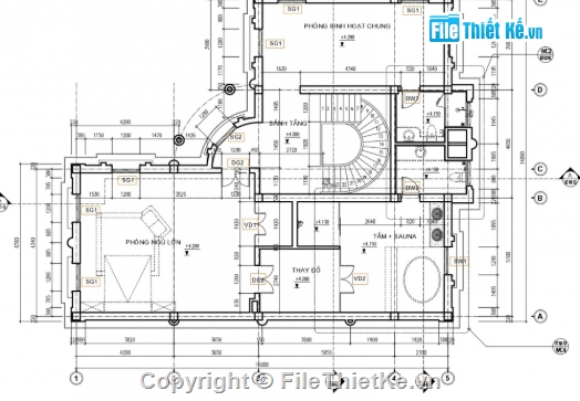 biệt thự 4 tầng,cad biệt thự 4 tầng,file cad biệt thự 4 tầng