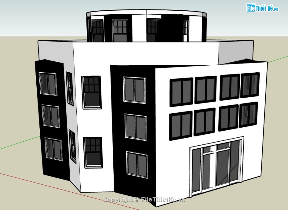 Biệt thự  4 tầng,su biệt thự,sketchup biệt thự