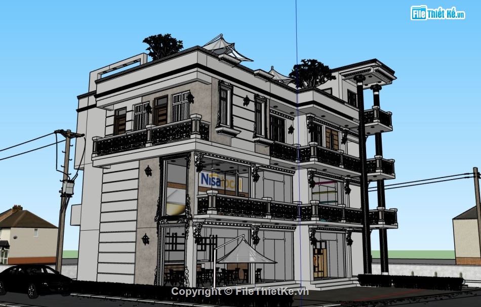 Biệt thự 4 tầng file su,model su biệt thự 4 tầng,file sketchup biệt thự,biệt thự 4 tầng sketchup,sketchup biệt thự 4 tầng