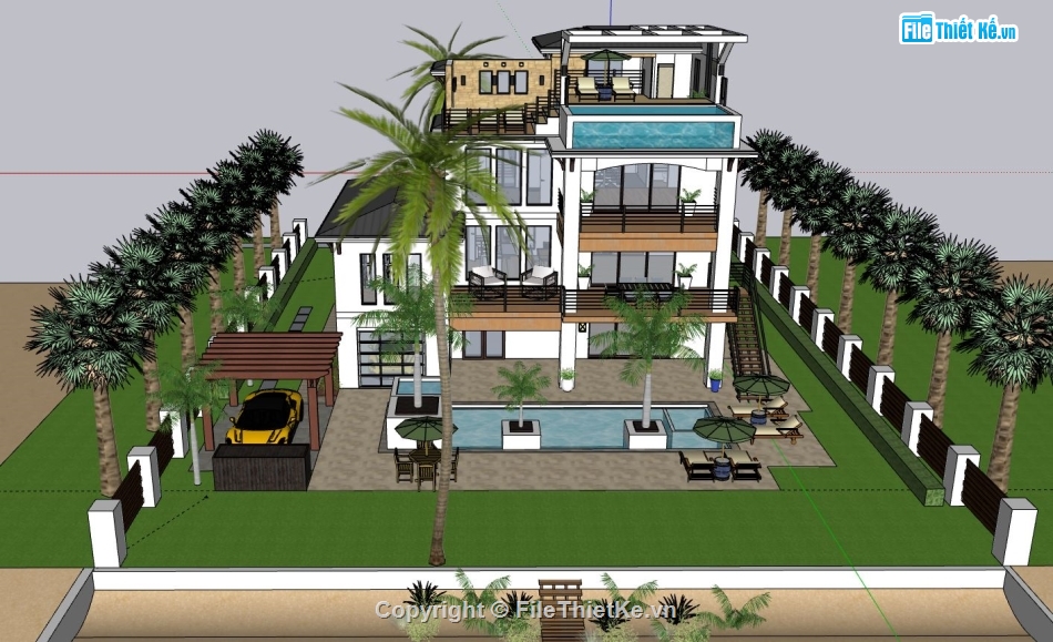 Biệt thự 4 tầng,file sketchup biệt thự 4 tầng,biệt thự 4 tầng file su,model su biệt thự 4 tầng,file su biệt thự 4 tầng