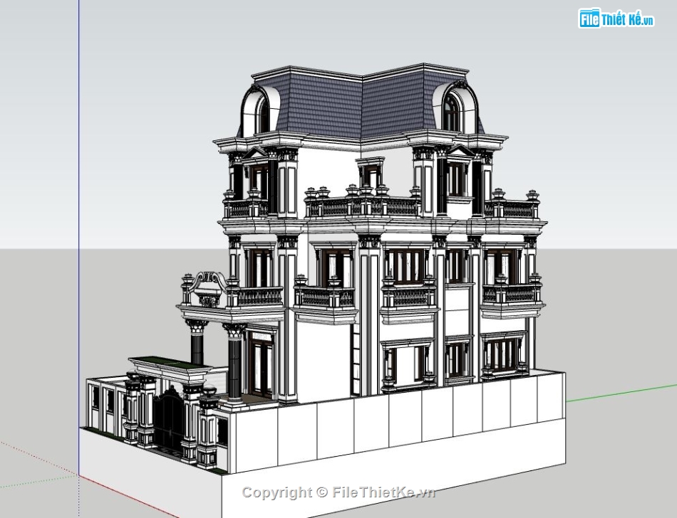 Biệt thự tân cổ điển 4 tầng,Biệt thự tân cổ điển,model su biệt thự tân cổ điển,file su biệt thự tân cổ điển