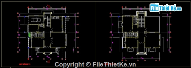 Bản vẽ biệt thự 2 tầng cổ điển,Biệt thự cổ điển 2 tầng KT 14.5x15m,Bản vẽ thiết kế biệt thự KT 14.5x15 cao 2 tầng,Biệt thự 2 tầng phong cách cổ điển