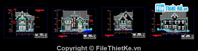 bản vẽ cad biệt thự 3 tầng 12x15m,bản vẽ thiết kế biệt thự 3 tầng 12x15m,biệt thự 12x15m 3 tầng phong cách cổ điển,bản vẽ biệt thự đẹp 3 tầng