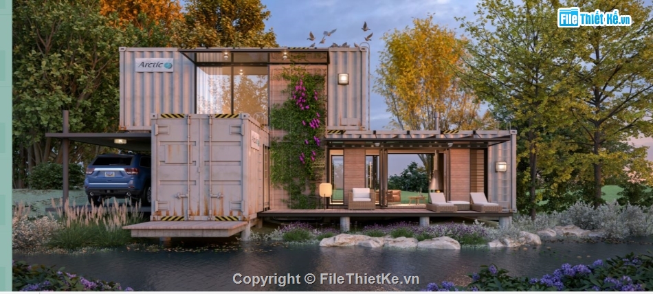 file Sketchup Biệt thự,biệt thự 2 tầng container,file sketchup biệt thự,biệt thự 2 tầng