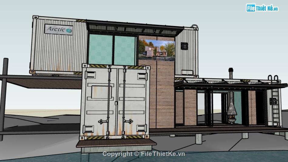 file Sketchup Biệt thự,biệt thự 2 tầng container,file sketchup biệt thự,biệt thự 2 tầng