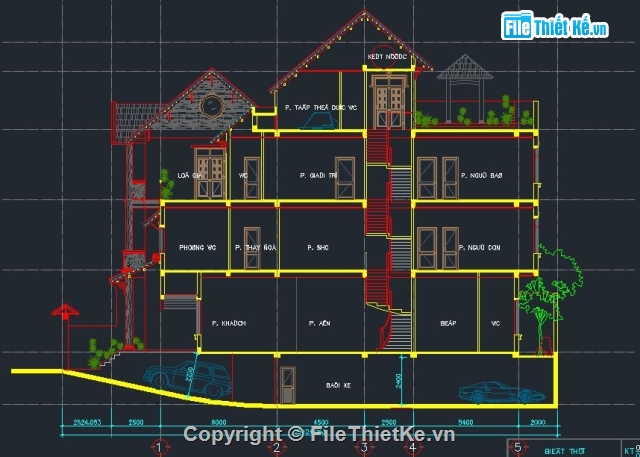 full kiến trúc,kiến trúc biệt thự,file cad kiến trúc,nhà full kiến trúc,Biệt thự 5 tầng 9x19m,biệt thự 5 tầng