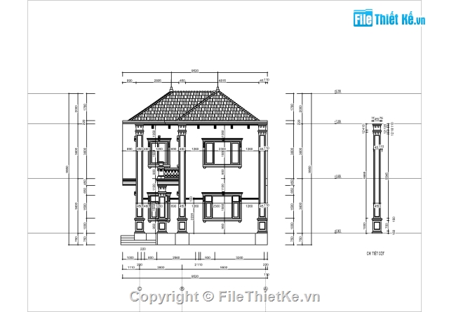 phối cảnh nhà 2 tầng,Biệt thự hai tầng,mẫu biệt thự 2 tầng,bản vẽ biệt thự 2 tầng,biệt thự 2 tầng 8.5x14.5m