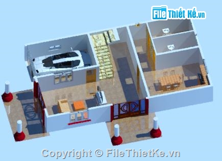 Revit biệt thự hiện đại,biệt thự 3 tầng 9x18.55m,bản vẽ biệt thự 1 trệt 2 lầu,Thiết kế biệt thự hiện đại