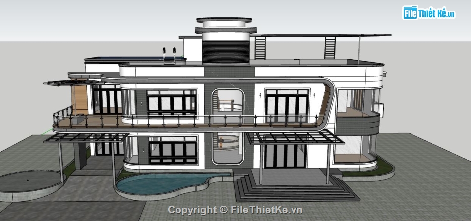 su biệt thự,sketchup biệt thự,model su biệt thự