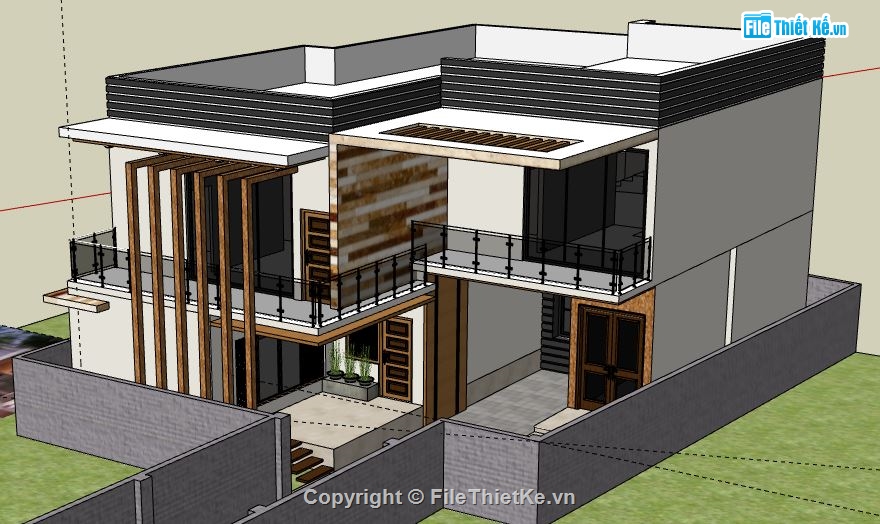 Biệt thự 2 tầng,file su biệt thự 2 tầng,sketchup biệt thự 2 tầng,file sketchup biệt thự 2 tầng