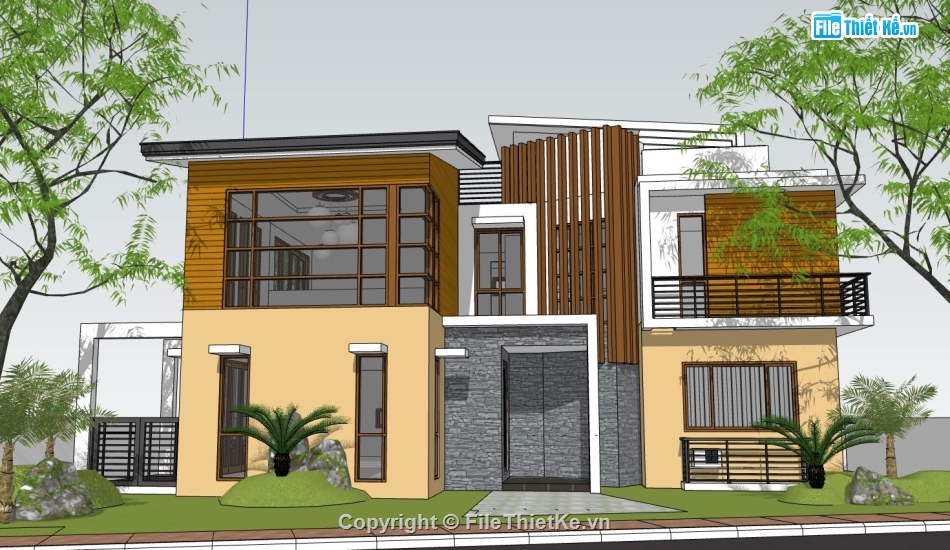 biệt thự 2 tầng,model su biệt thự 2 tầng,file su biệt thự 2 tầng,file sketchup biệt thự 2 tầng,sketchup biệt thự 2 tầng