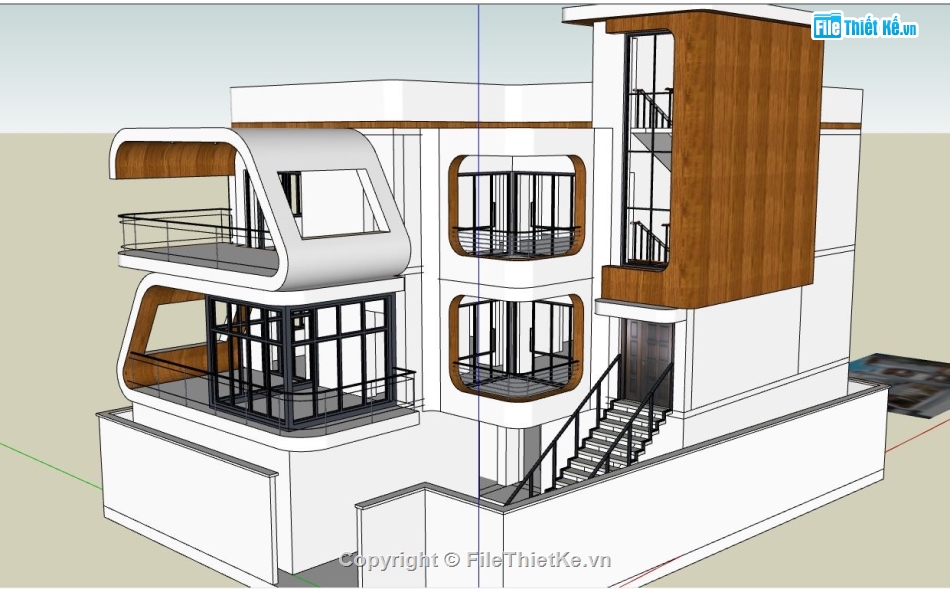 Biệt thự 2 tầng hiện đại,Biệt thự  2 tầng,sketchup biệt thự,file su biệt thự