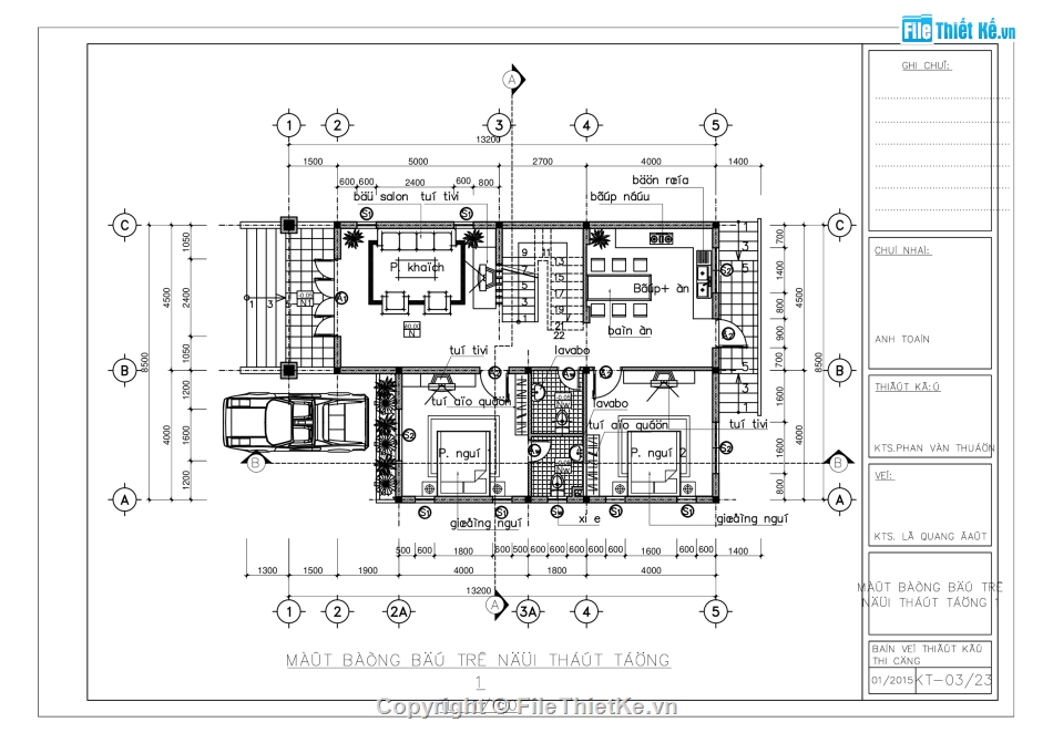 Biệt thự 2 tầng 8.5x13.2m,file cad bản vẽ biệt thự 2 tầng,Biệt thự 2 tầng hiện đại file autocad