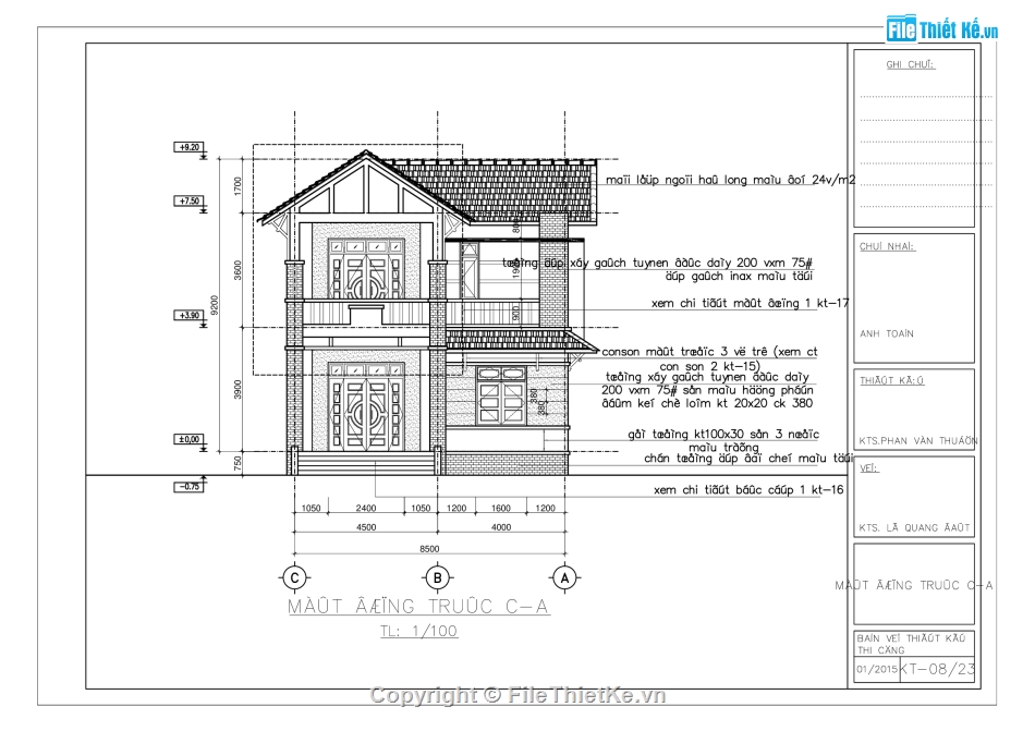 Biệt thự 2 tầng 8.5x13.2m,file cad bản vẽ biệt thự 2 tầng,Biệt thự 2 tầng hiện đại file autocad