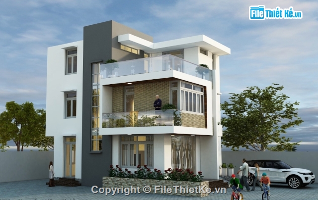 Biet thu 2.5 tang hien dai,Biet thu hien dai 8x10.8m,Biet thu hien dai huong Dong Nam
