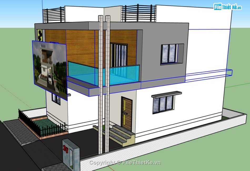 File sketchup Biệt thự hiện đại,biệt thự hiện đại sketchup,biệt thự 2 tầng