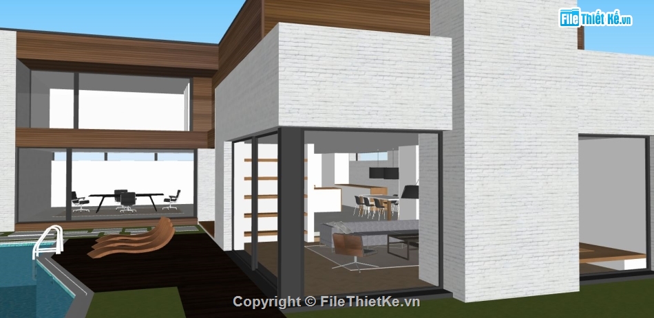 biệt thự hiện đại file su,file su biệt thự,sketchup biệt thự