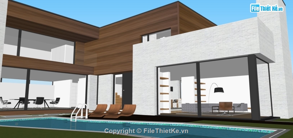 biệt thự hiện đại file su,file su biệt thự,sketchup biệt thự