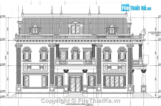 biệt thự 2 tầng,file cad biệt thự 2 tầng,biệt thự 2 tầng tân cổ điển