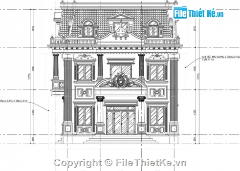 biệt thự 2 tầng,file cad biệt thự 2 tầng,biệt thự 2 tầng tân cổ điển
