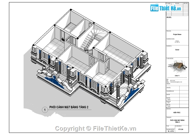 Biệt thự tân cổ điển,file revit biệt thự lâu đài,bản vẽ revit biệt thự lâu đài,reviet biệt thự lâu đài 9.77x14.35m,biệt thự lâu đài 3 tầng