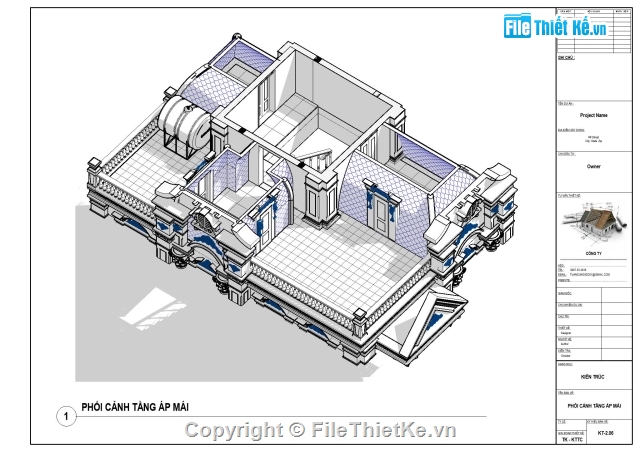 Biệt thự tân cổ điển,file revit biệt thự lâu đài,bản vẽ revit biệt thự lâu đài,reviet biệt thự lâu đài 9.77x14.35m,biệt thự lâu đài 3 tầng