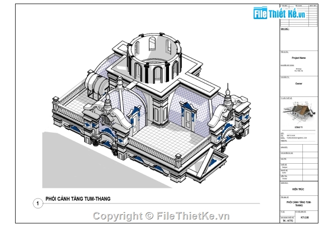 Biệt thự tân cổ điển,file revit biệt thự lâu đài,bản vẽ revit biệt thự lâu đài,reviet biệt thự lâu đài 9.77x14.35m,biệt thự lâu đài 3 tầng