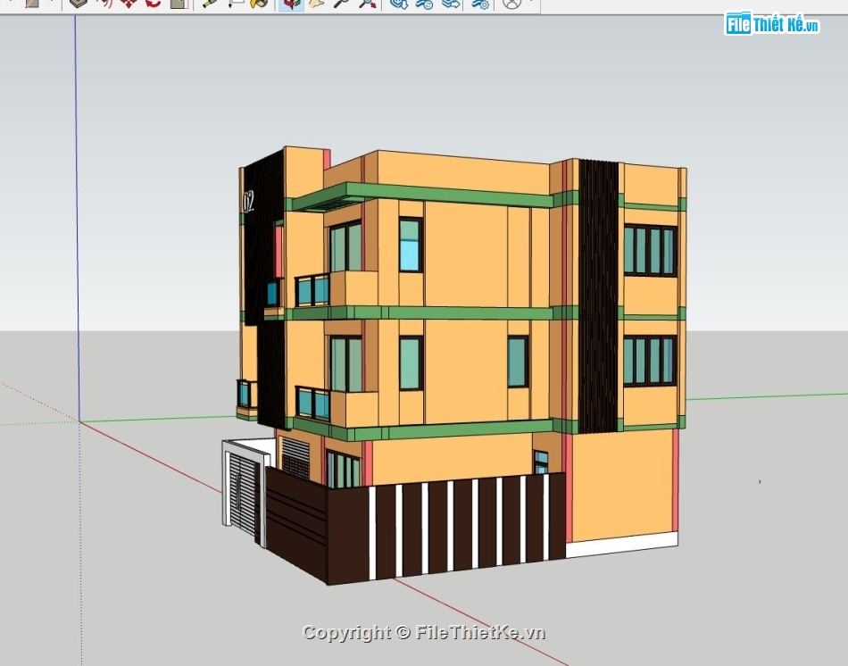biêt thự mái bằng 3 tầng,phối cảnh biệt thự 3 tầng,model su nhà phố 3 tầng,thiết kế nhà phố 3 tầng