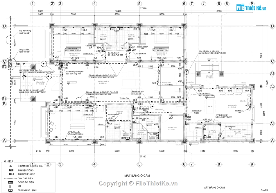 Biệt thự,File cad biệt thự 1 tầng,bản vẽ biệt thự 1 tầng