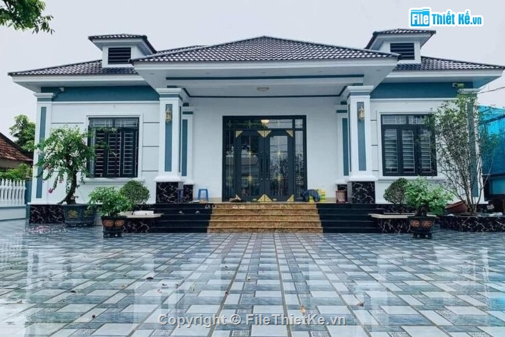 biệt thự 1 tầng,mẫu biệt thự 1 tầng hiện đai,biệt thự 1 tầng mái nhật