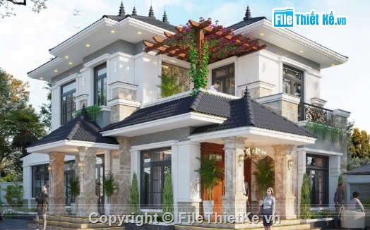 biệt thự 2 tầng,cad biệt thự 2 tầng,biệt thự 2 tầng file cad