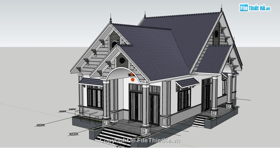 sketchup biệt thự 1 tầng,su biệt thự 1 tầng,dựng sketchup biệt thự 1 tầng