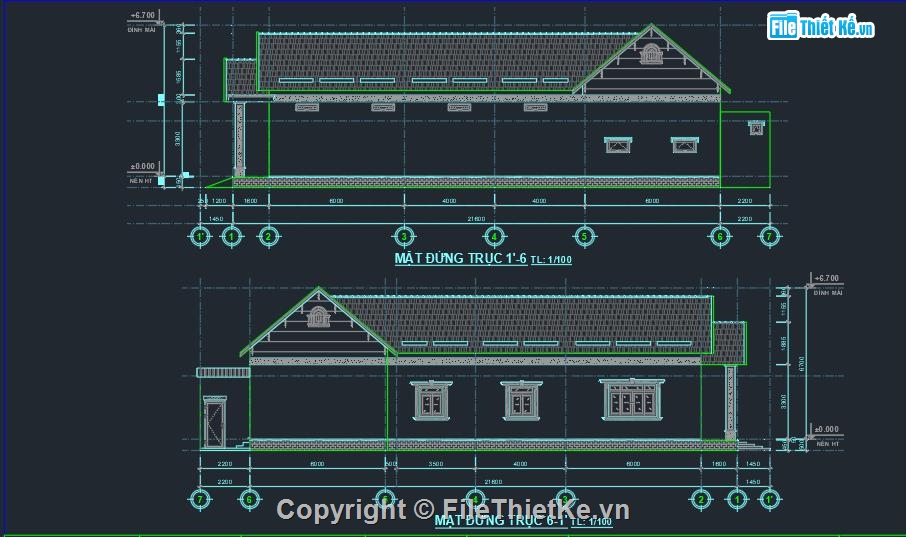 Bản vẽ mái thái,Bản vẽ biệt thự mái thái,bản vẽ mái thái đẹp