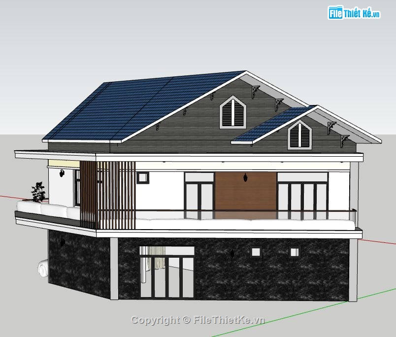 biệt thự 2 tầng,su biệt thự 2 tầng,sketchup biệt thự