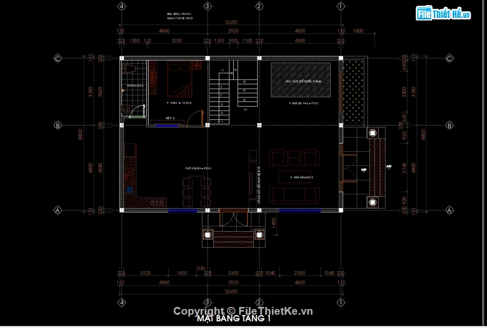 biệt thự mái thái 2 tầng,Biệt thự 2 tầng 8.8x12.6m,file cad biệt thự 2 tầng,Biệt thự 2 tầng file autocad,bản vẽ biệt thự 2 tầng