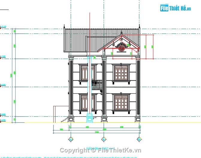 Biệt thự,Biệt thự mái thái 2 tầng,Biệt thự  2 tầng,file cad biệt thự 2 tầng