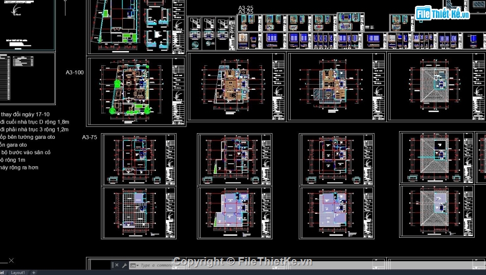 biệt thự 3 tầng,biệt thự mái thái,file cad biệt thự 3 tầng,file sketchup biệt thự 1 tầng,bản vẽ biệt thự 1 tầng