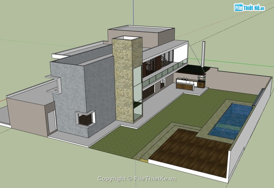 Biệt thự nghỉ dưỡng 2 tầng,model su biệt thự 2 tầng,biệt thự 2 tầng file su,sketchup biệt thự 2 tầng,biệt thự 2 tầng file sketchup