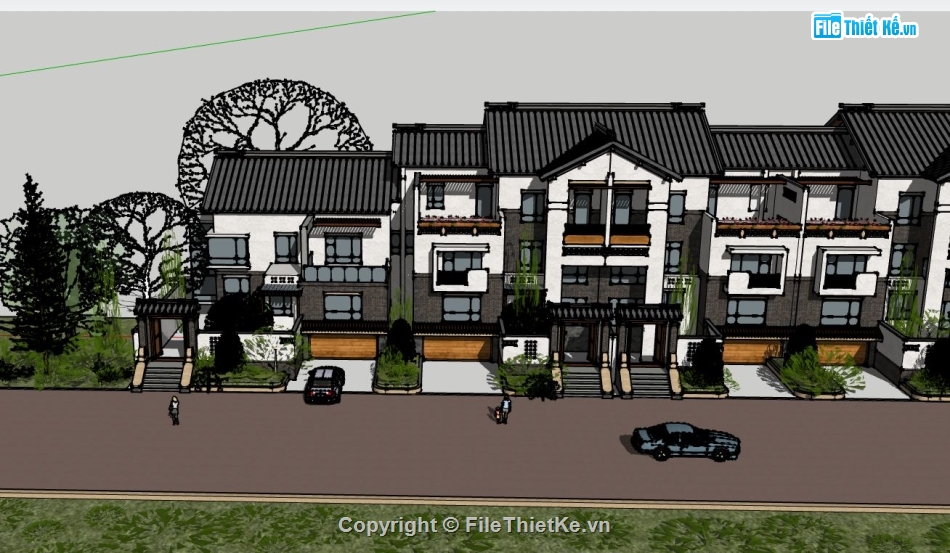 biệt thự 2 tầng,biệt thự nghỉ dưỡng,file sketchup biệt thự 2 tầng,biệt thự 2 tầng file sketchup