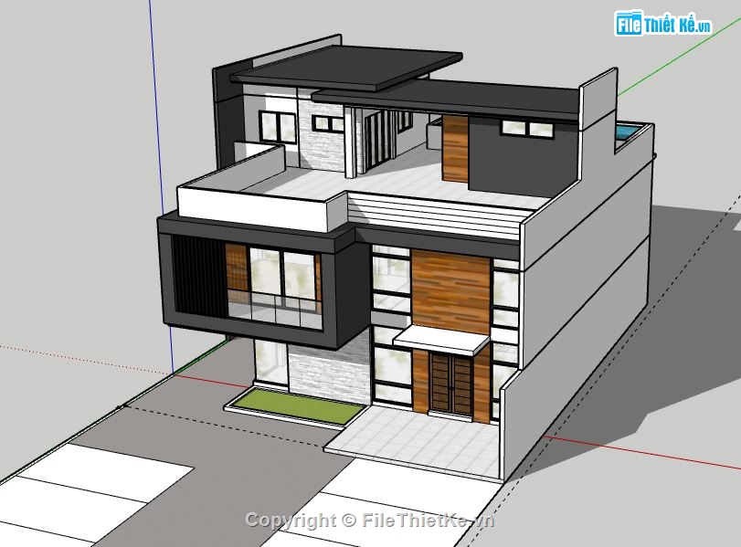 Biệt thự 3 tầng hiện đại,model su biệt thự 3 tầng,biệt thự 3 tầng,file su biệt thự 3 tầng,sketchup biệt thự 3 tầng