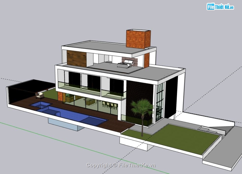 Biệt thự  2 tầng,model su biệt thự 2 tầng,biệt thự 2 tầng file sketchup,sketchup biệt thự 2 tầng