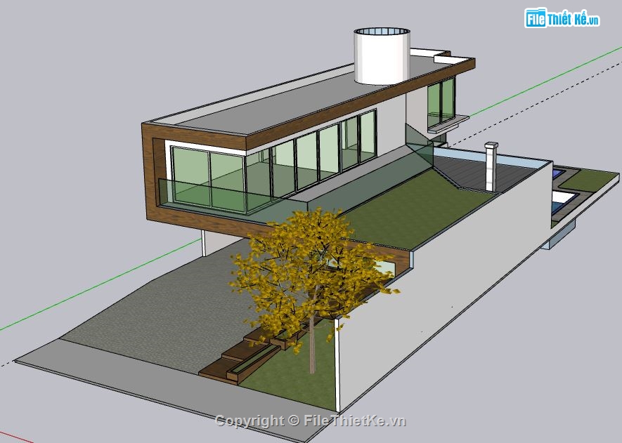 Biệt thự phố 2 tầng,model su biệt thự 2 tầng,file su biệt thự 2 tầng,sketchup biệt thự 2 tầng,biệt thự 2 tầng model su