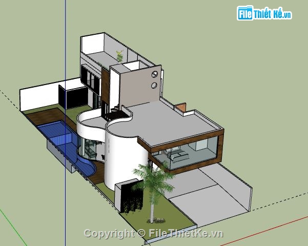 Biệt thự phố 2 tầng,Biệt thự  2 tầng,model sketchup biệt thự 2 tầng,biệt thự 2 tầng file su,file sketchup biệt thự 2 tầng