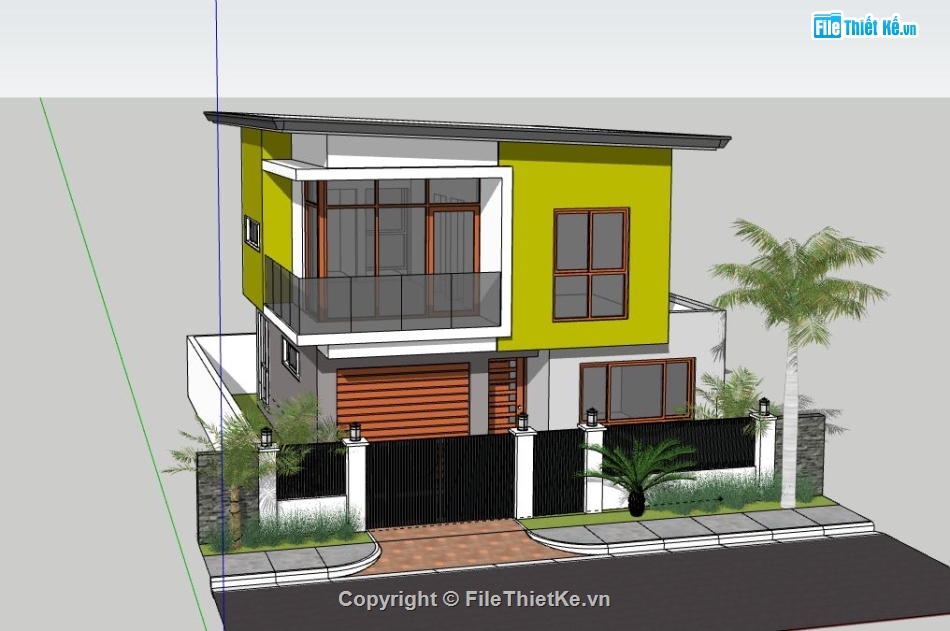 Biệt thự phố 2 tầng,biệt thự 2 tầng,file sketchup biệt thự 2 tầng,biệt thự 2 tầng file su