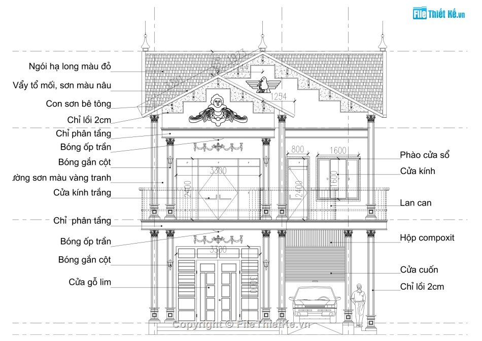 biệt thự song lập,biệt thự 14x10,biệt thự 2 tầng,file cad biệt thự 2 tầng