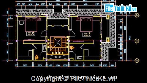 Biệt thự 3 tầng,Biệt thự song lập,file cad 3 tầng